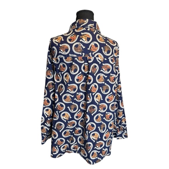 Vintage Women’s Horse and Horseshoe Button Up Shirt With Heart Buttons Large 059 - Picture 3 of 10